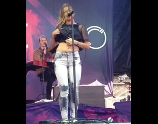 Swedish singer Tove Lo demonstrating her jugs at concert