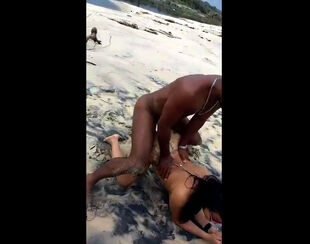 2 super-naughty chicks tourists use ebony macho for beach